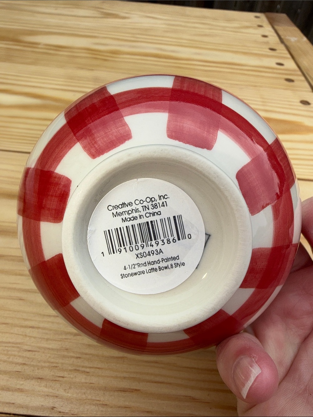 4.5” Red Hand Painted Stoneware Latte Bowl - Creative Co-Op, Inc, - Picture 2 of 4